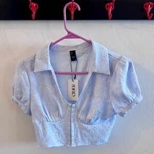 NWT Cider Light Blue Floral Women's Corset Crop Top